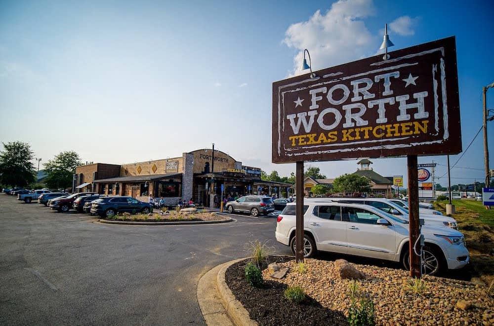 fort worth steakhouse sign and building in sevierville